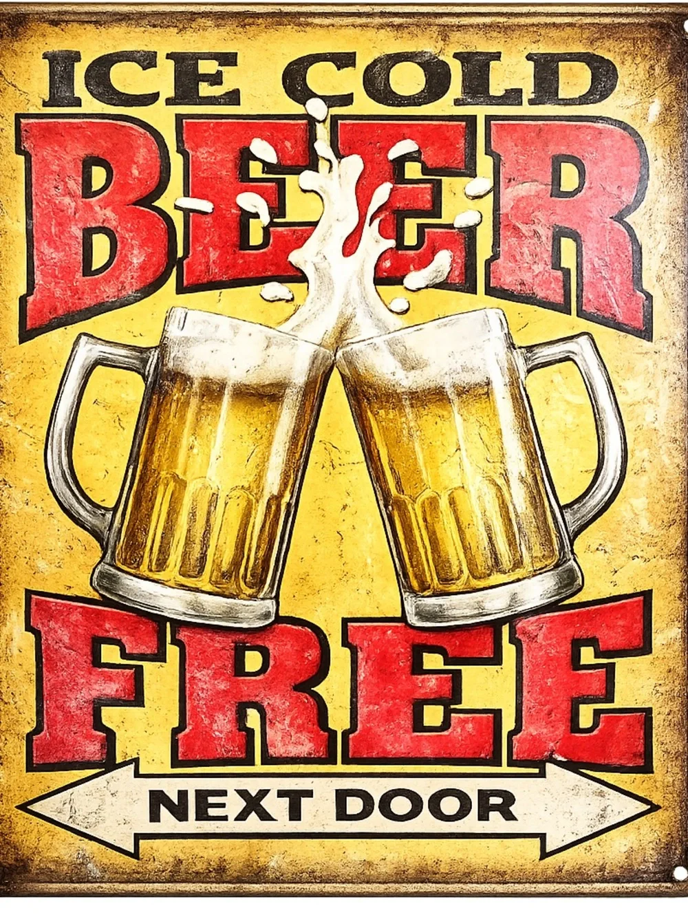 NEW Ice Cold Beer Free Metal Sign